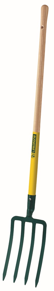 Fourche à bêcher douille 30cm 4 dents triangulaires manche pomme - LEBORGNE